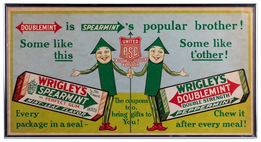 Wrigley’s Gum Trolley Card Sign “Doublemint is Spearmint’s ...