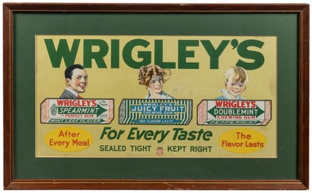 Wrigley’s Gum Trolley Card Sign “For Every Taste.” Circa 19...