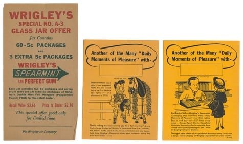 Large Lot of Wrigley’s Gum Advertising Cards and Slips. Chi...