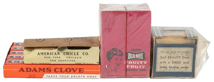 Four Countertop Chewing Gum Display Boxes with Sealed Gum. ...