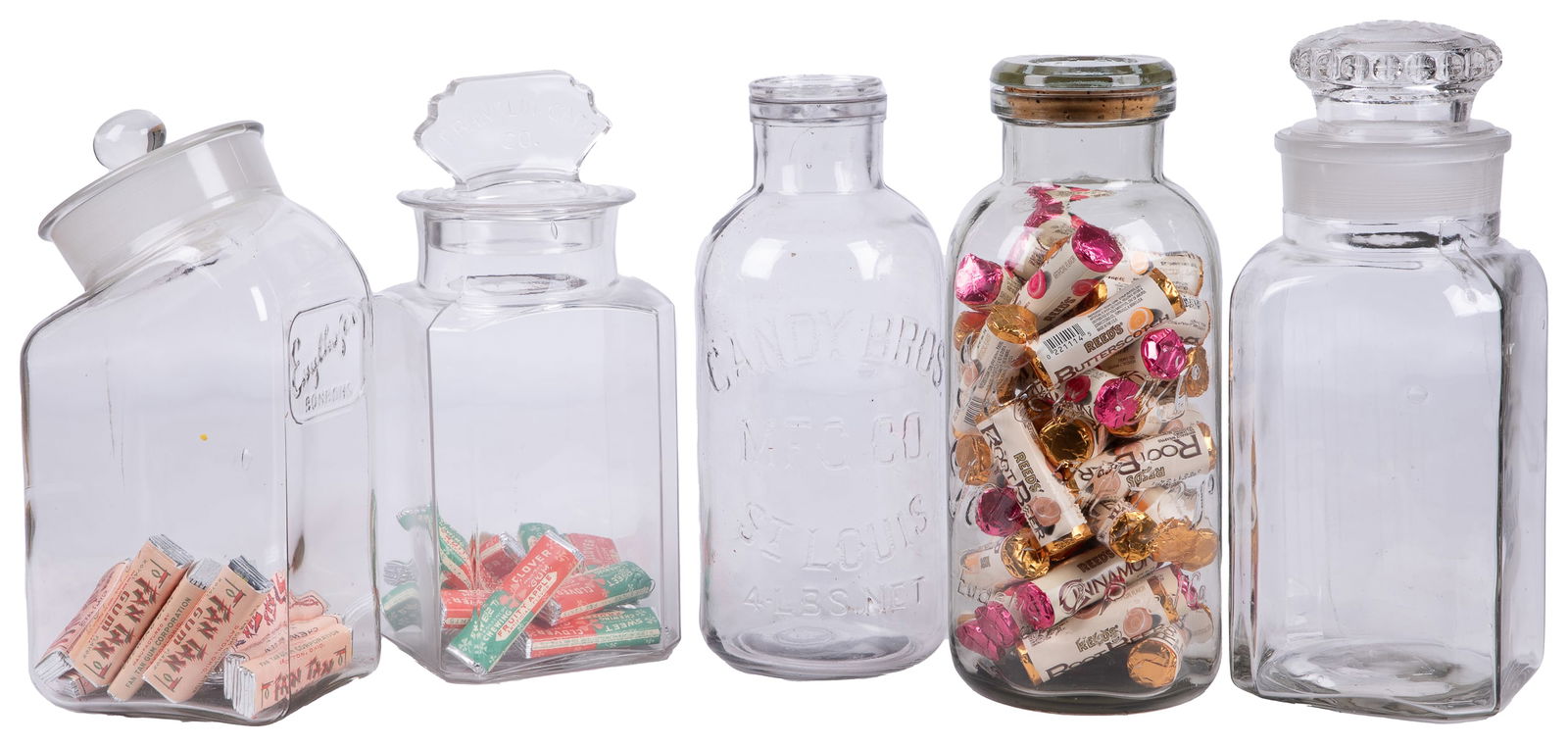 Group of Five Assorted Glass Display Jars. Including Candy ... (1 of 1)