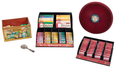 Group of Five Adams Chiclets Gum Displays, Counter Mat, and...