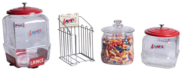 Group of Four Lance Products Including Three Jars and a Met...
