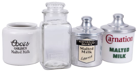 Group of Four Malted Milk Containers. Including Carnation M...