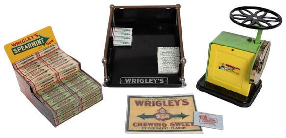 Group of Five Wrigley’s Gum Items. Including metal and chro...