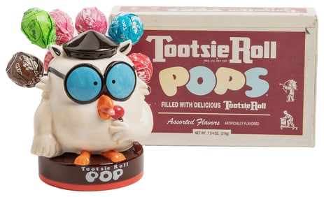 Pair of Ceramic Lollipop Holders and Tootsie Roll Box. Incl...