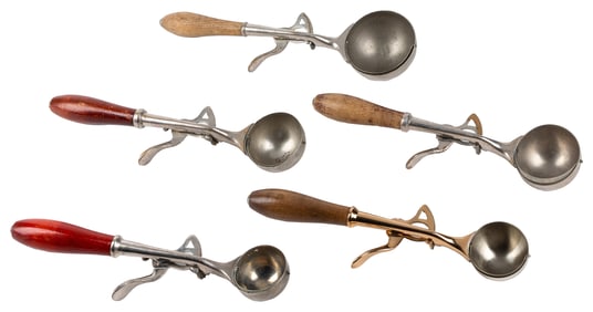 Group of Five Gem Spoon Co. Ice Cream Scoops. Troy, NY. Inc...