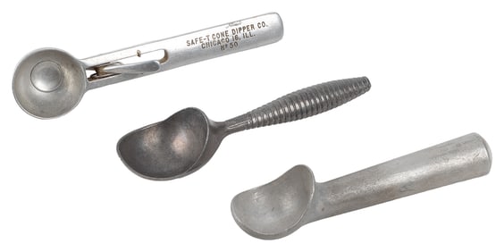 Group of Three Metal Ice Cream Scoops. Including: Zeroll Ro...