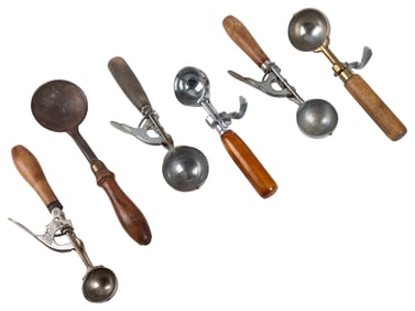 Group of Six Ice Cream Scoops. Circa mid-20th century. Incl...