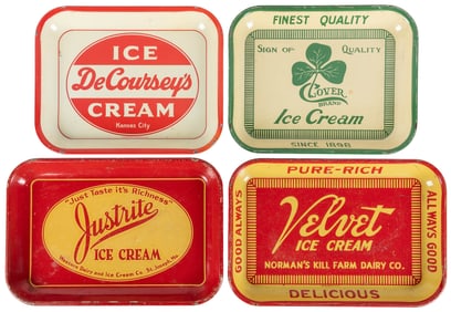 Four Ice Cream Advertising Trays. American, early 20th cent...