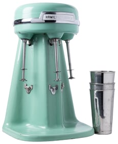 Hamilton Beach Triple Milkshake Mixer. Green porcelain enam...
