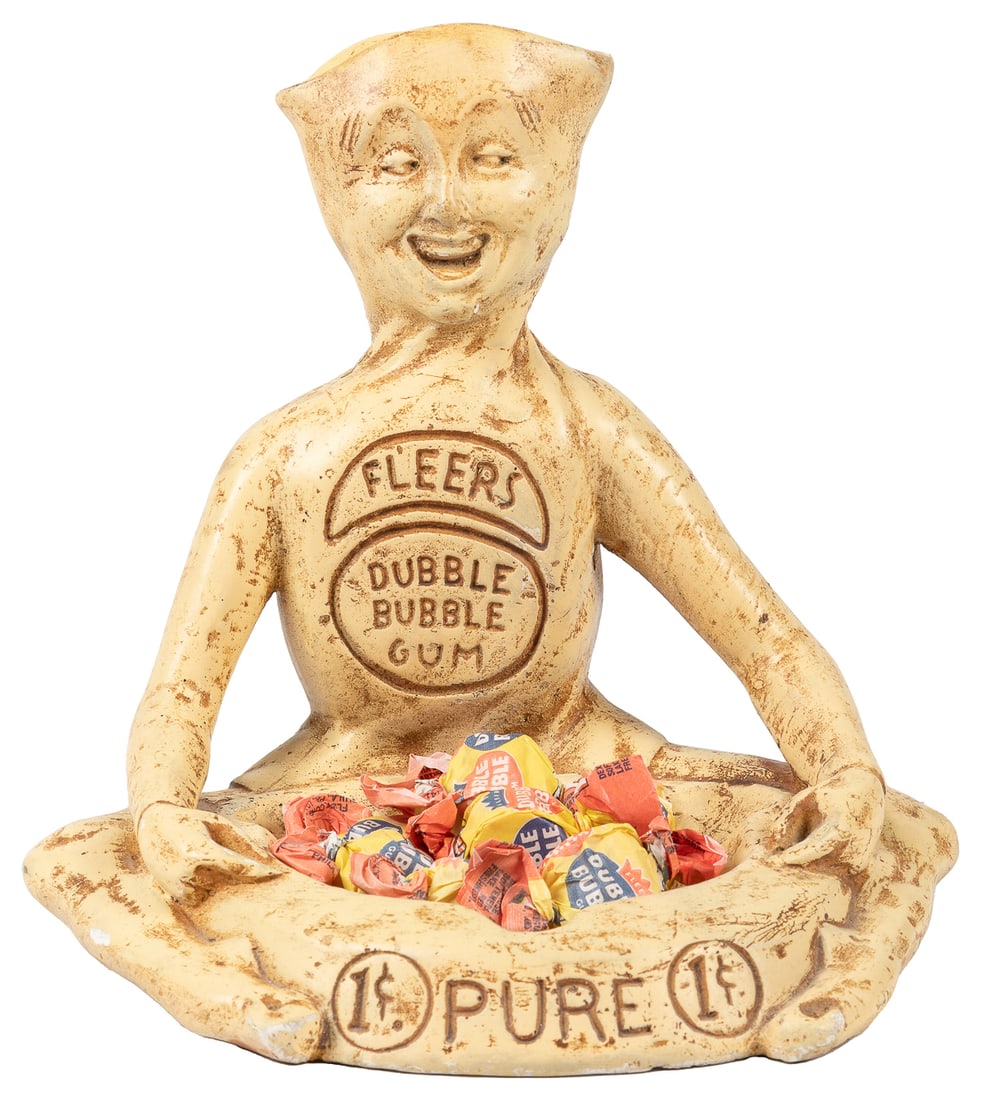 Fleer Dubble Bubble Figural Tray. Circa 1930s. Plaster smil... (1 of 2)