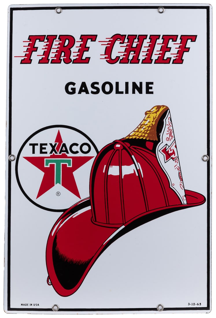 Texaco Fire Chief Gasoline Porcelain Gas Pump Plate. 1963. ... (1 of 1)