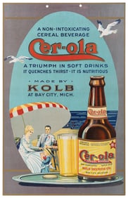 Cer-Ola Cereal Beverage advertising window card. Circa 1920...