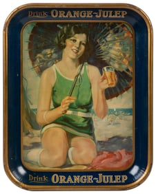 Orange Julep tin serving tray. Tin advertising tray with a ...