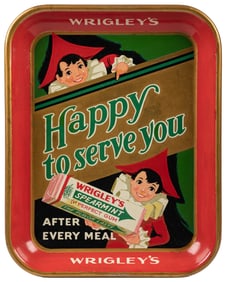 Wrigley’s Spearmint “Happy to Serve You” Tin Serving Tray. ...