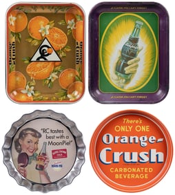 Group of Four Soda Advertising Trays. Circa 1930s, and one ...