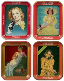 Group of Four Drink Coca-Cola Trays. Coshocton, OH: America...