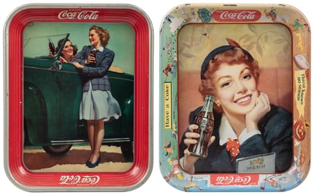 Pair of Drink Coca-Cola Trays. Including two women with a g...
