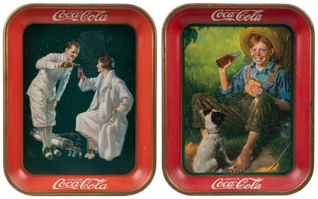 Pair of Drink Coca-Cola Trays. Coshocton, OH: American Artw...
