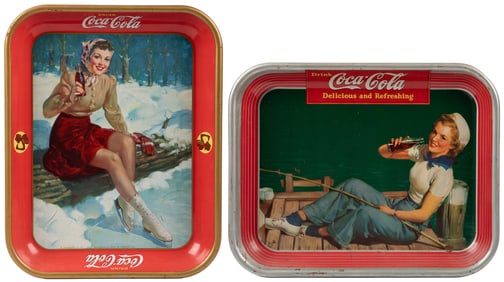 Pair of Drink Coca-Cola Trays. Coshocton, OH: American Artw...