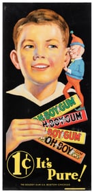Goudey Gum “Oh Boy” Gum Sign. Tin lithograph sign, by the H...