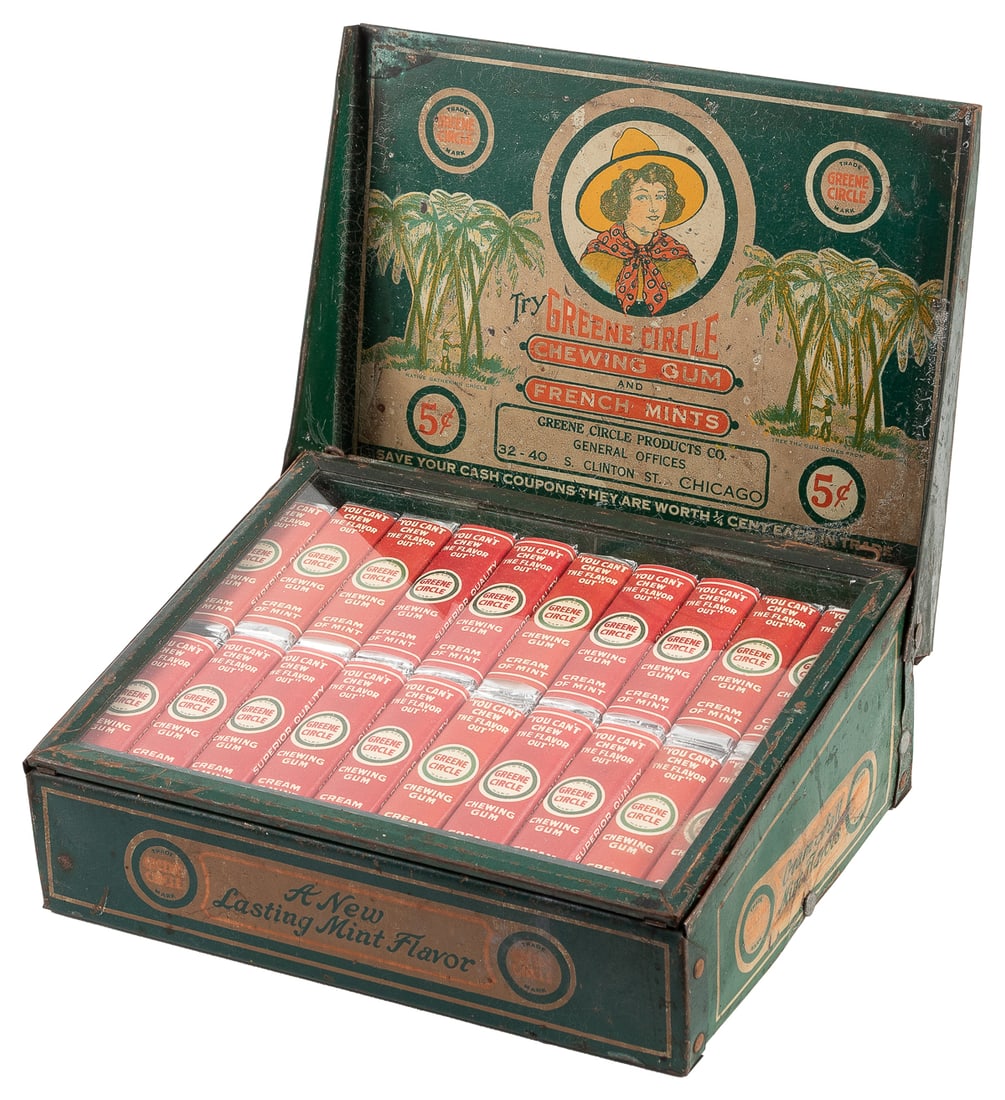 Greene Circle Gum Tin Litho Display Case. Counter display c... (1 of 1)
