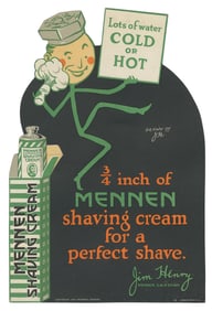 Mennen Shaving Cream diecut advertising standee. USA: The M...