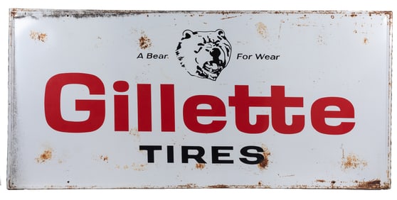 Gillette Tires Metal Sign. Large single sided metal sign on...