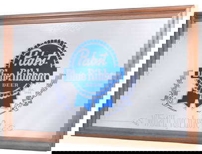 Pair of Beer Advertising Mirrors. Including Lone Star Beer ...: Pair of Beer Advertising Mirrors. Including Lone Star Beer &#8220;The National Beer of Texas&#8221; mirror and Pabst Blue Ribbon Beer &#8220;What&#8217;ll you have?&#8221; large mirror. Largest 35 x 5