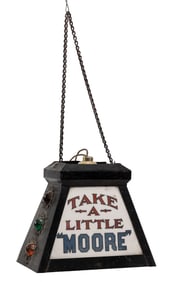 Take a Little “Moore” Whiskey Advertising Lamp. Circa 1920s...