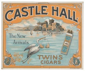 Castle Hall Twins Cigars hanging advertising sign. New York...
