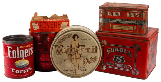 Group of Five Tins and Collection of Match Books. Including...