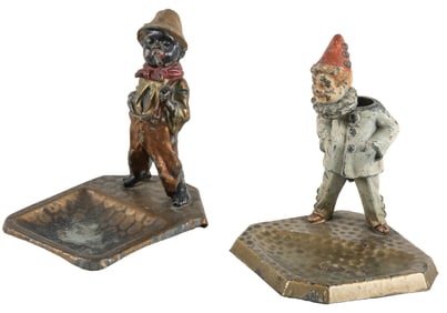 Pair of Metal Nodder Ashtrays. Austria. With one smoking fi...