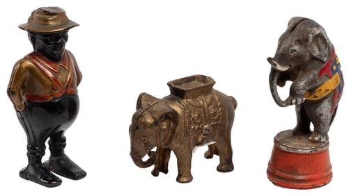 Group of Three A.C. Williams Cast Iron Still Banks. Early 2...