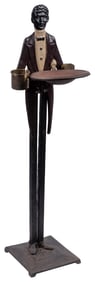 Black Americana Smoking Stand. Cast iron painted butler fig...