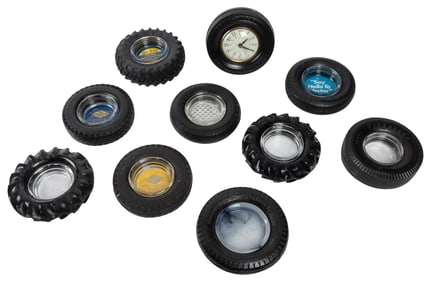 Group of 10 Rubber Tire Ashtrays and Souvenirs. Desk-size r...