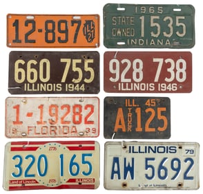 Group of 16 License Plates, most Illinois. Includes 14 Illi...