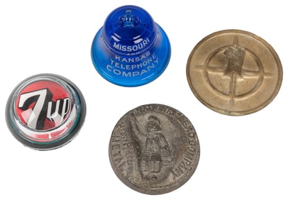 Group of Three Paperweights and a Sidewalk Marker. Includin...