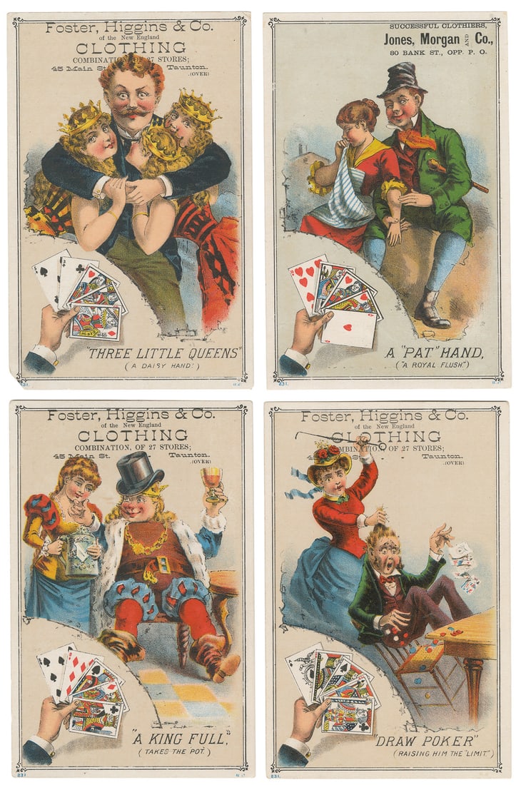 Group of 4 Poker Trade Cards. Circa 1880s. Color lithograph... (1 of 2)