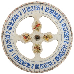Spinning Gambling Wheel. Double sided blue and white painte...