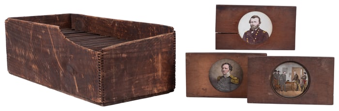 [U.S. CIVIL WAR]. Collection of 37 magic lantern slides. Ci...