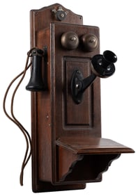 Antique Wall Mount Kellogg Telephone. Wooden case, with mou...