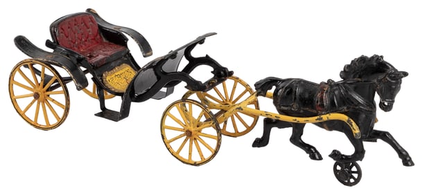 Horse Drawn Paeton Cast Iron Toy. Unmarked, possibly Wilkin...