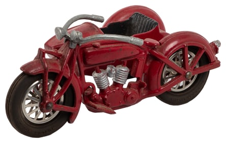 Hubley Motorcycle with Sidecar Cast Iron Toy. Lancaster, PA...