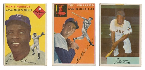 Trio of 1954 Ted Williams, Jackie Robinson, and Willie Mays...