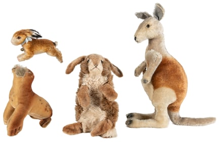 Group of 4 Steiff Animals. Four postwar Steiff animals, inc...