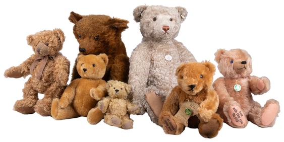 Group of Seven Teddy Bears. Including Steiff “Teddybär” 190...