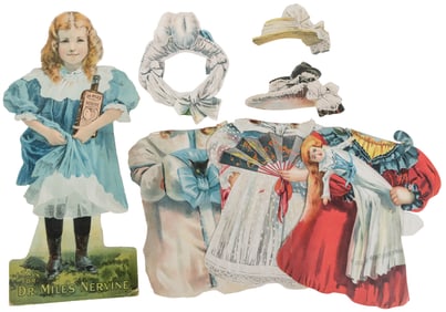 Two Dr. Miles’ Medical Co. Die Cut Advertising Paper Dolls....