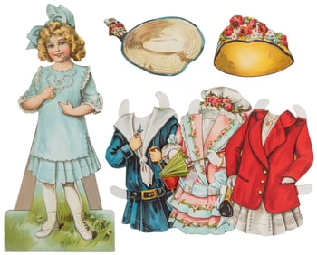 Two Woolworths Paper Dolls with Outfits. Early 20th century...